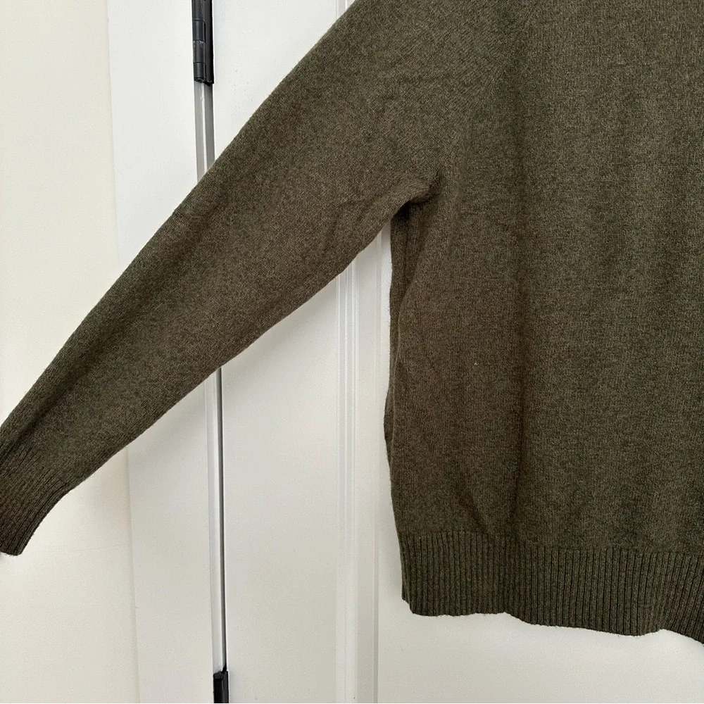 J. Crew Olive Green Crewneck Sweater In Super Soft Lambswool Blend